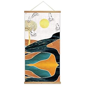 Wooden Framed Hanging Poster Nordic Style Nature Landscape Wall Picture Canvas Artwork for Home Decoration Ready to Hang - 18"x36"