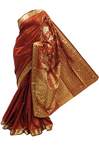 SBS3024 Gold and Brown Banarasi Silk Saree