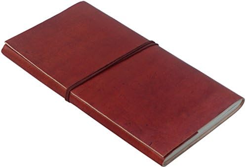 Leather Journal Writing Notebook - 9" x 5" Beautiful Handmade Brown Color Leather Writing Journal with Cotton Thread Strap - Unlined Paper - 48 Sheets 96 Pages - Perfect Travel Journal to Write in