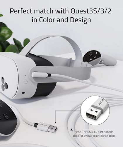 Syntech Link Cable 5m Compatible with Oculus/Meta Quest 3/Meta Quest 3S, Quest2/Pro/Pico 4/Ultra Accessories and PC/SteamVR, High Speed PC Data Transfer, USB 3.0 to USB C Cable for VR Headset