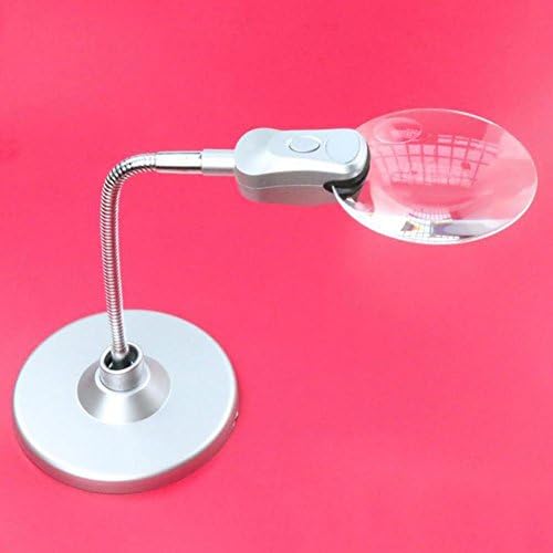 IAGW Magnifying Glass With LED Illuminating Hose Round Bottom Desktop 2X/6X 90mm/21mm Multifunction for Old Man Reading Watch Repair