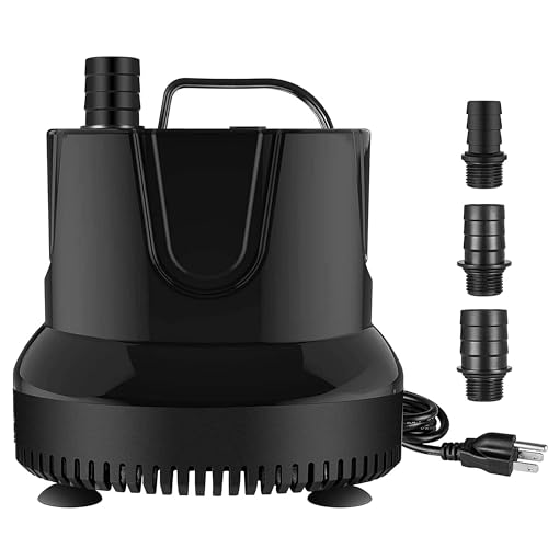 Simple Deluxe 800GPH 60W Bottom Suction Water Table Pump (3000L/H) with 3 Nozzl…