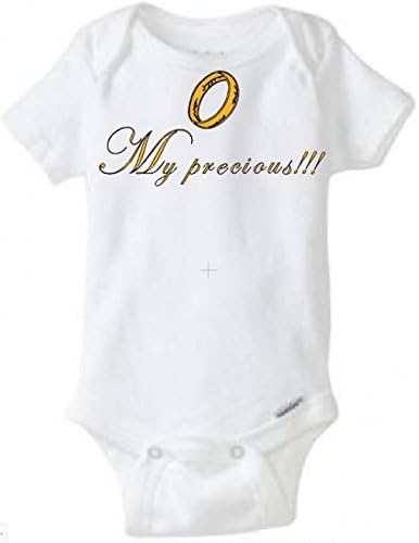 AlifLamMin Infant baby onesie white 100% Premium Cotton baby girl baby boy onesie unisex My precious Lord of the Ring Parody (0 to 03 Months, White with Golden Ring)