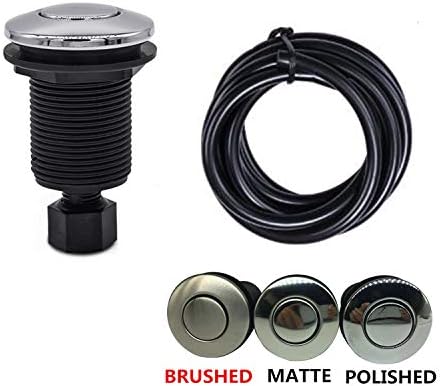 Air Activated Switch Button with Air Hose, Sink Garbage Disposal Parts (SHORT/2", Brushed Stainless Steel)