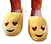 Emoji Slippers - Heart Eye - Cartoon Cute - Warm Cozy Soft and Funny Comfort - Slip Grip Bottoms Slipper