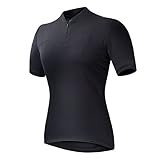 Przewalski Women’s Cycling Biking Jersey, Short Sleeve Bike Shirt, Breathable & Quick Dry (Medium, Black)