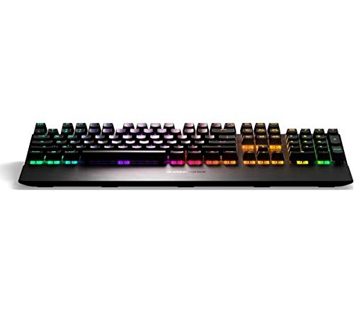 SteelSeries Apex 7 Mechanical Gaming Keyboard – OLED Smart Display – USB Passthrough and Media Controls – Linear and Quiet – RGB Backlit (Red Switch) (Renewed)