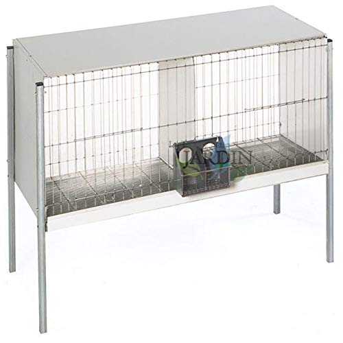 Suinga Vogelkäfig mit 2 Fächern 104 x 45 x 76 cm. Galvanisches Blech. Rückenlehne aus Alambre. Seitenteile und Einteilungen von Chapa. Inklusive Tischbeine