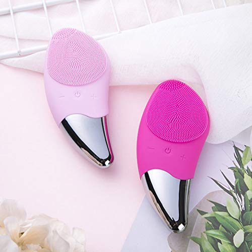 2 in 1 Sonic facial cleansing brush with face massager exfoliation Electric Rechargeable Polisher Scrubber (Facial Cleansing Brush, Light Pink)