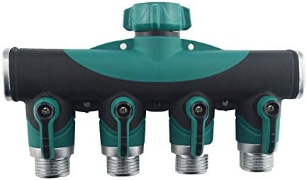 AdongTop 4 Way Valve Splitter Hose Adapter Spigot-4 Way Heavy Duty Hose Splitter with Ergonomic Coated 1.5in Shut Off Knobs,for Drip Irrigation,Timers,Lawns etc.