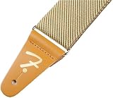 Fender Vintage Tweed Guitar Strap 44-49.5 in Yellow Gold F Logo Reinforced Ends view 3
