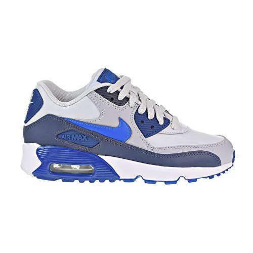 NIKE Air Max 90 Big Kids' Leather Shoes Thunder Blue/Blue Nebula 833412-407 (4 M US)