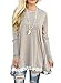 Sanifer Women's Lace Long Sleeve Tops Long Tunic Blouses Shirts for Leggings Dresses(XX-Large, Khaki)
