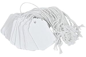Merangue White Marking Label Tags, Strung, 1.75 x 1.09 Inches, Pack of 50 (1024-7311-00-000)