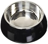 Petmate Stainless Style Bowl Medium, Black/Stainless Steel
