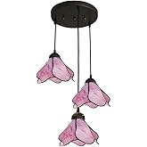 Aeyee Tiffany Style Pendant Light Fixtures, Stained Glass Hanging Light, Rustic Glass Chandelier, Art Deco Lighting for Bedro