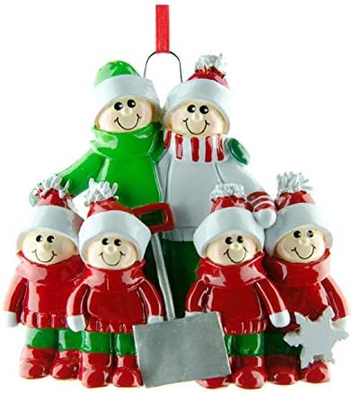Frame Company Personalised Christmas/Xmas Family Tree ornament/decoration/bauble - Snow Shovel Family, 2,3,4,5,6 (FAMILY OF 6) - A