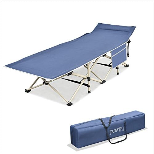 Purenity Stable Camping Cot Portable Folding Beach Bed with Decent Storage Bag