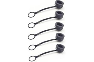 FOWIUNYE 5Pcs M12 Connector Dust Cover for Male Connector, M12 Plastic Protective Cap M12 Black Bolt Covers Screw Caps Assortment Kit for Panel-Mount Sockets