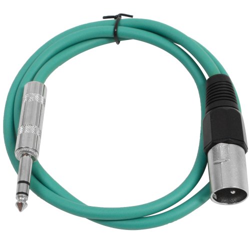 Seismic Audio - SATRXL-M3 - Green 3' XLR Male to 1/4" TRS Patch Cable
