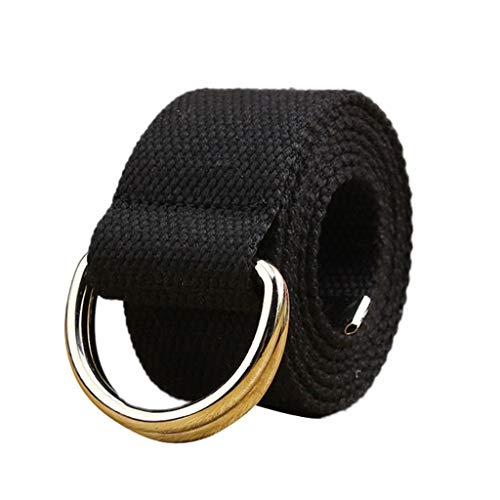 image for Toimothcn Canvas Web Double D Ring Belt Silver Buckle Military Style f