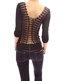 PattyBoutik Women's Lace Up Back Long Sleeve Blouse Top