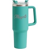 40 oz Stainless Steel Tumbler with Handle and Straw – Magme+ Blue Travel Mug – Insulated Leak-Proof Cup for Hot & Cold Drinks – Reusable Coffee Cup