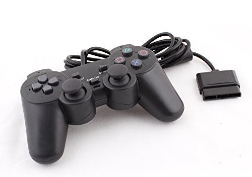 Funcilit PlayStation 2 Wired Controller, Double Shock Dual Vibration Twin Shock Gamepad for Sony PS2, Black