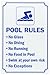 SmartSign 15 x 10 inch “Pool Rules - No Glass, No Diving, No Running, No Food In Pool, Swim At Your Own Risk, No Exceptions” Sign with Symbol, Digitally Printed, 55 mil HDPE Plastic, Blue and White