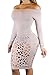 Pretid Women Off Shoulder Burning Hole Hollow Out Flowers Bandage Dress