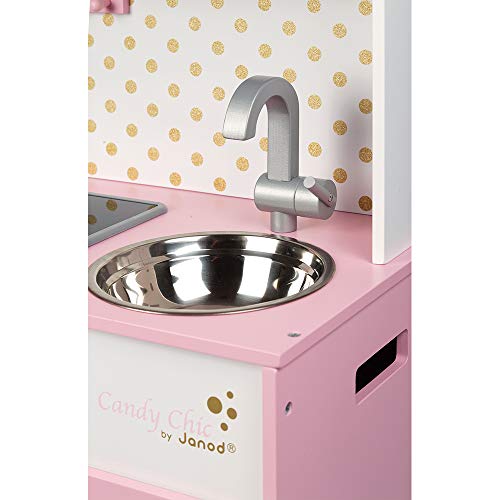 Janod - Candy Chic Big Wooden Cooker for Children - Equipped with Fridge and Microwave, Sound and Light - Pretend Play… – Bild 6