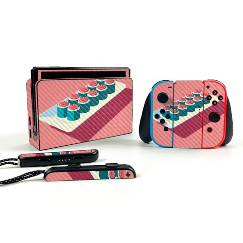 Carbon Fiber Gaming Skin Compatible with Nintendo Switch OLED - Sushi Plate - P…