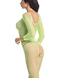 Amoretu Womens Sexy Lingerie Crotchless Bodysuits Classic Bodystocking Green