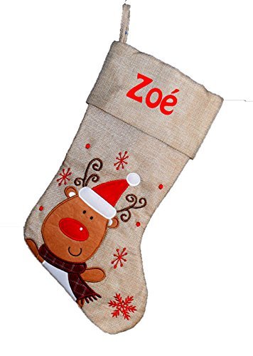 Chaussette De Noel A Personnaliser Toile De Jute Motif Renne Botte De Noel Personnalise Amazon Fr Handmade