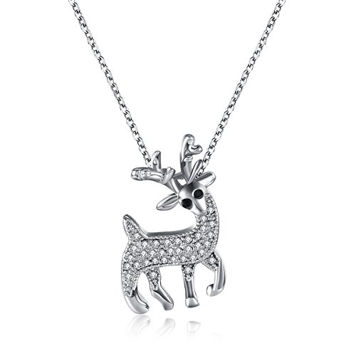 Deer Pendant Necklace With 18K Platinum Plating Rhinestones