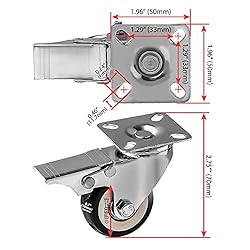12 Pack 2-Inch Caster Wheels WITH BRAKE Swivel