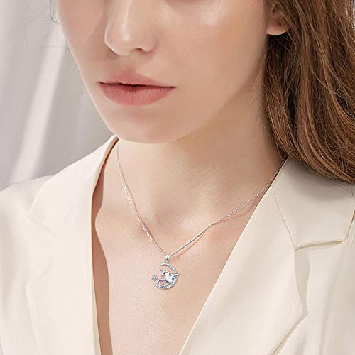 TRISHULA Lovely Unicorn Necklace Moon Pendant Necklace Jewelry Gift for Women