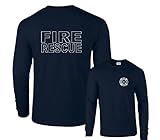Fire Rescue Maltese Cross Firefighter Badge Front & Back Long Sleeve T-Shirt