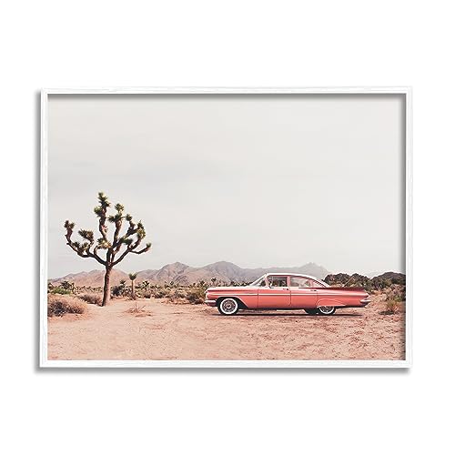 Stupell Industries Vintage Car in Desert Scenery White Framed Giclee Art Design…