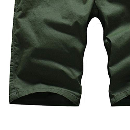 Allywit Mens Cargo Shorts Pants Loose-Fit Casual Work Pants Outdoor Sports Hiking Cycling Cropped Trousers Green