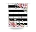 LIVILAN Black White Stripes Shower Curtain Set with 12 Hooks Fabric Bath Curtains Pink Flowers Decorative Thick Bathroom Curtain 70.8