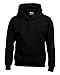 Gildan Big Girls 1x1 Rib Knit Hooded Pocket Sweatshirt, Black, Medium