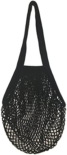 Metyou Portable Reusable Mesh Cotton Net String Bag Organizer Shopping Tote Handbag Fruit Storage Shopper NEW (black02)