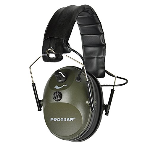 Protear Electronic Single Microphone Shooting Range Gear Hunting Earmuff Sound Enhancement Hearing Protector--NRR 24dB Army Green