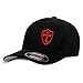 Dion Wear Crusader Cross Cap - Flex Fit Baseball Hats for Men (S/M Red on Black)