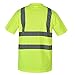 SHORFUNE High Visibility T-Shirt with Short Sleeve, Reflective Strips, Yellow, ANSI/ISEA Standards, L