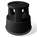 casa pura Black Kick Stool | Rolling Step Stool with Spring Loaded Wheels | Dent-Proof Polypropylene | 330 LBS Load Capacity