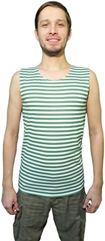 Russian Military Striped Tank Top Sleeveless Shirt Telnyashka (48 - M, Green - Border Troops)