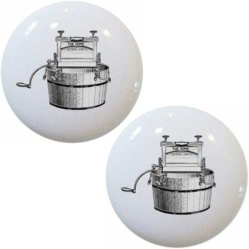 Set of 2 Wringer Washing Bucket Laundry Ceramic Cabinet Drawer Knobs