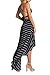 HOTAPEI Womens Stripe Asymmetrical Wrapped Maxi Skirt Beach Cover up Dress Black